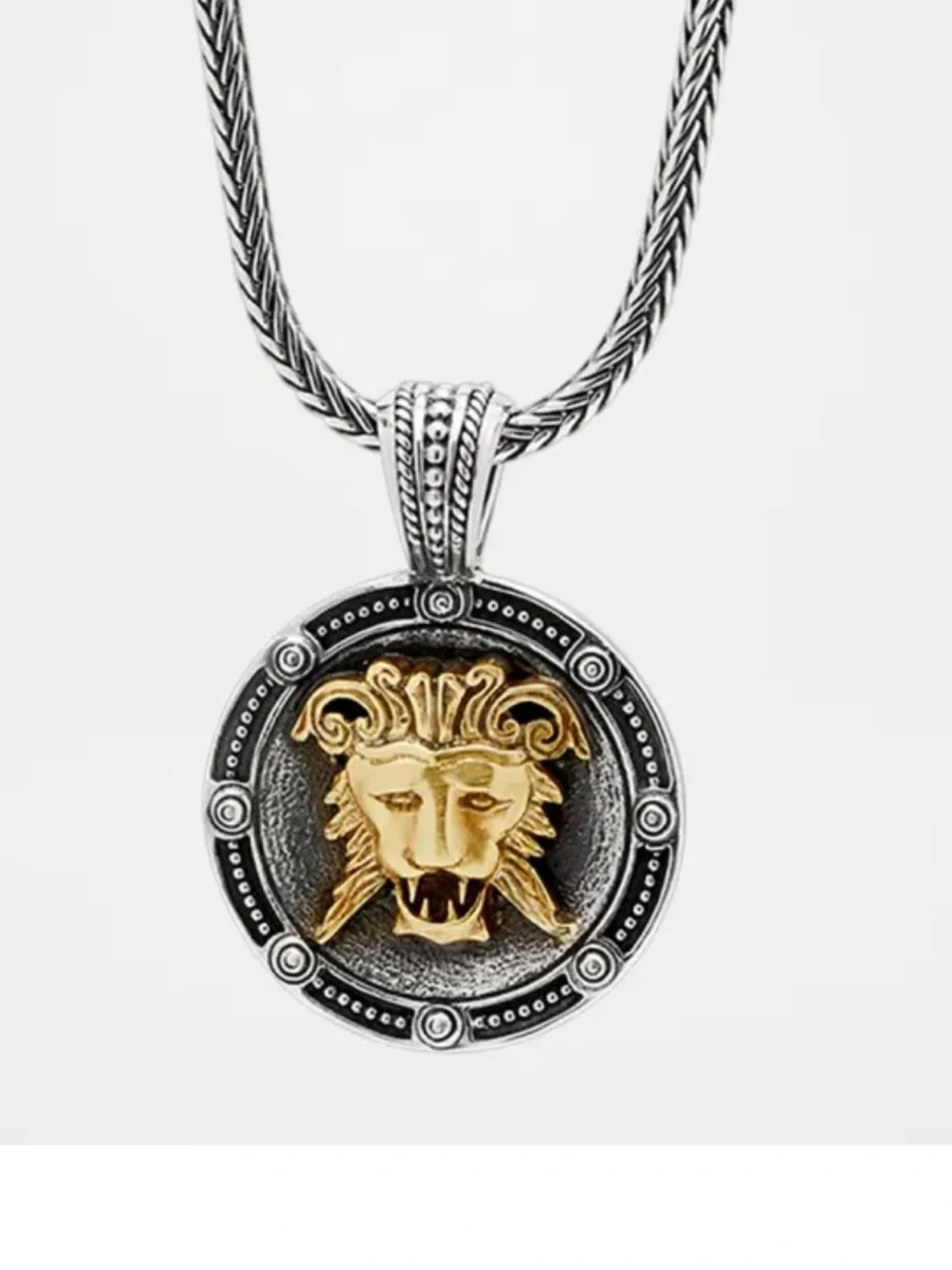 KONSTANTINO Bronze and Sterling Silver Lion Medallion Pendant